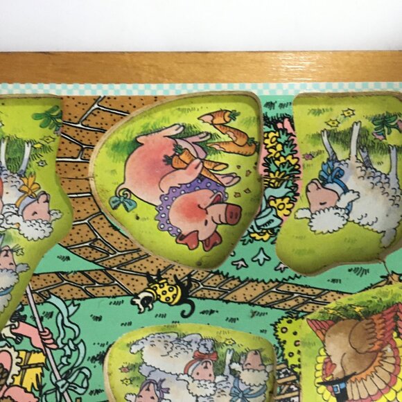 Vintage Fisher Price Wooden Puzzle Little Bo Peep # 2720 Pick Up and Peek Wood - Picture 5 of 15